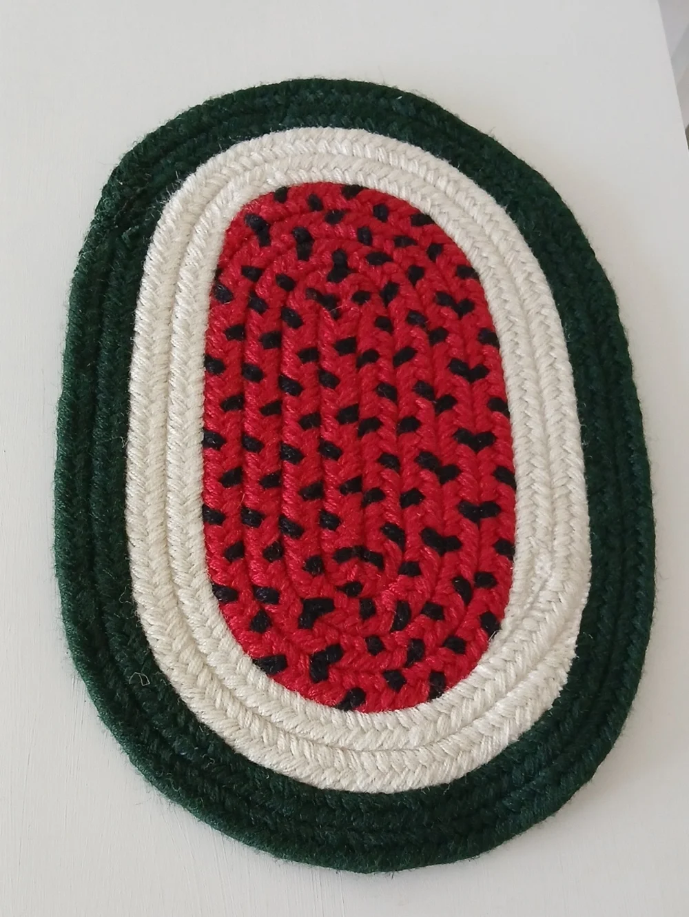 Vintage Watermelon Oval Braided Placemat 12x18